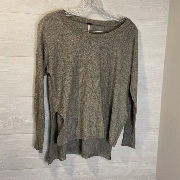 Poof! Women's Crewneck Sweatshirt Hi-Low Tunic Pullover Sweater Marled - Picture 4 of 7